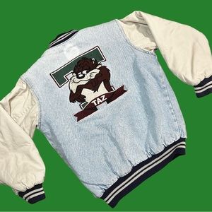 Vintage 1999 Taz Denim Varsity Jacket